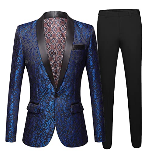 Men's Suit Slim Tuxedo Tailored Suit Groom Prom Wedding Suit (Jacket + Black Trousers)