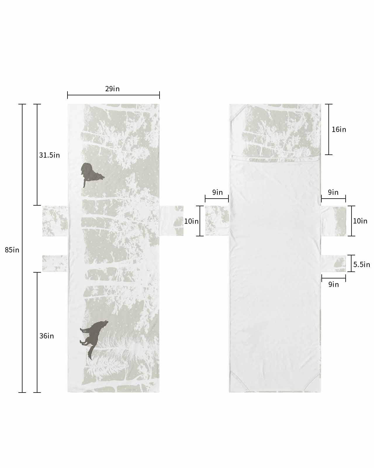 Forest Wolf Beach Lounge Chair Towel Cover, Soft Chaise Lounge Towel with Side Pockets Patio Pool Chairs Cover for Beach/Pool Sunbathing 29x85 White Pine Tree Grey Wild Animal