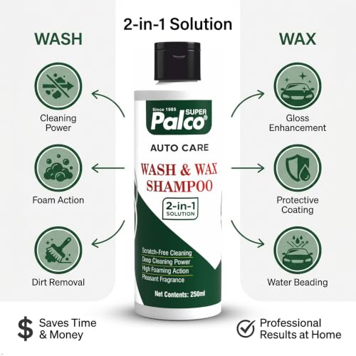 Image of PALCO Wash and Wax Car Shampoo 250ml, pH Neutral Car Washing Shampoo