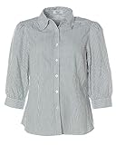  Vivien Caron Damen 3/4 Arm Bluse gepuffte Ärmel Streifen Blau Weiß 40