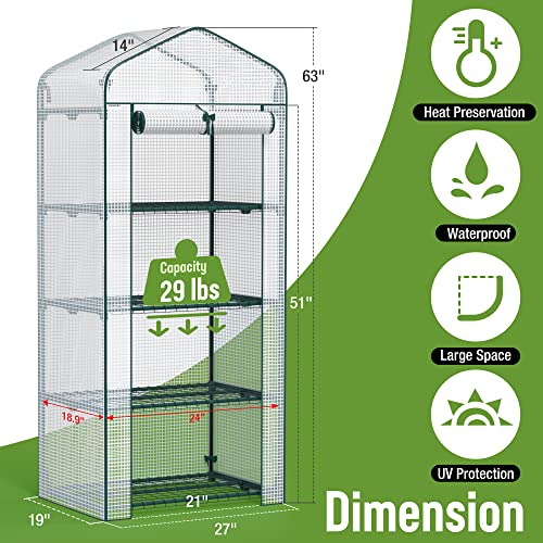 Image of WORKPRO Mini Greenhouse, 4-Tier Portable Small Greenhouses (27 inchx 19 inchx 63 inch)