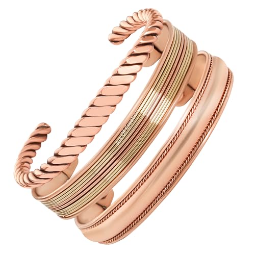 Art Of Creation Pure Copper Bracelets Set Of 3 Handmade Cuff Bangle For Men And Women Adjustable Kada From India For Unisex thumb #5