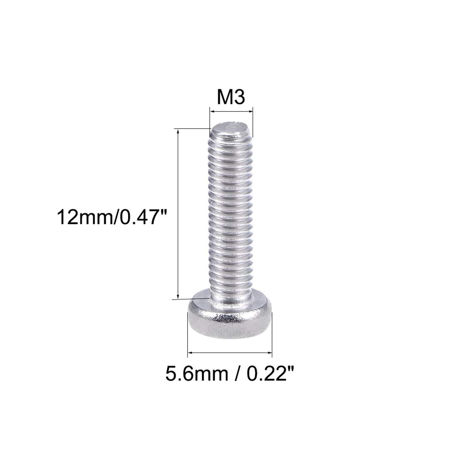MACHSWON M3x12mm Machine Screws Pan Phillips Cross Head Screw 304 Stainless Steel Round Head Cross Screw Fasteners Bolts 100Pcs - Image 2