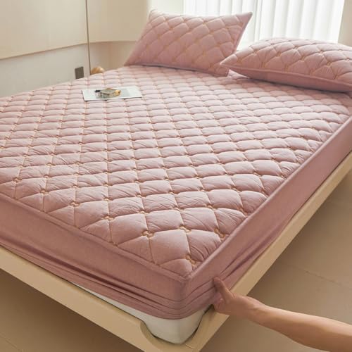 Quilted Cotton Fitted Mattress Cover with Deep Pocket Soft Bed Sheet Cover