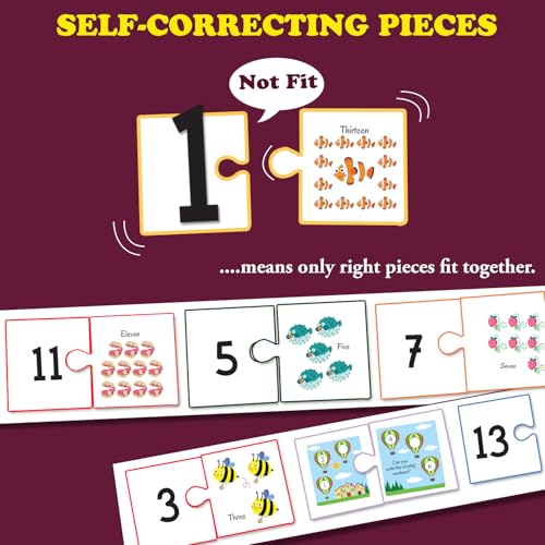 Image of Numbers Jigsaw Puzzle Connecting 2-piece (Set of 21 pcs) for Kids, Childrens and Toddlers - Early Learning Educational Brain Booster with Fun and Engaging - Ages 4+
