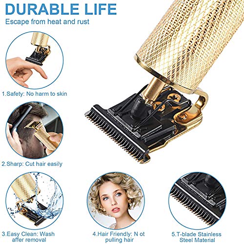 Professional Hair Clippers For Men Electric Haircut Kit Hair Trimmer Grooming Waterproof Rechargeable Close Cutting T Blade Trimmer Usb Rechargeable Clippers For Hair Cutting With Guide Combs #TOP3