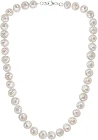 Colar de pérolas brancas naturais barrocas cultivadas em água doce de 8,5 a 9,5 mm, 48 cm, para mulheres e meninas, vem com caixa de presente, Pérola, Pérola