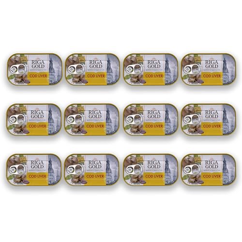 Riga Gold Cod Liver in Own Oil 4.27oz/ 121g From Iceland (Pack 12)