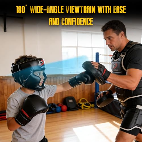 image for SANJOIN Boxing Headgear 2 Pack for Kids Men Youth, Full Face MMA Sparr