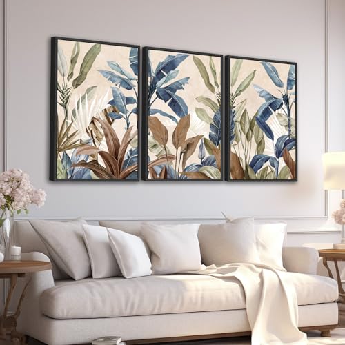 Large Framed Botanical Wall Art - Tropical Leaf Wall Decor