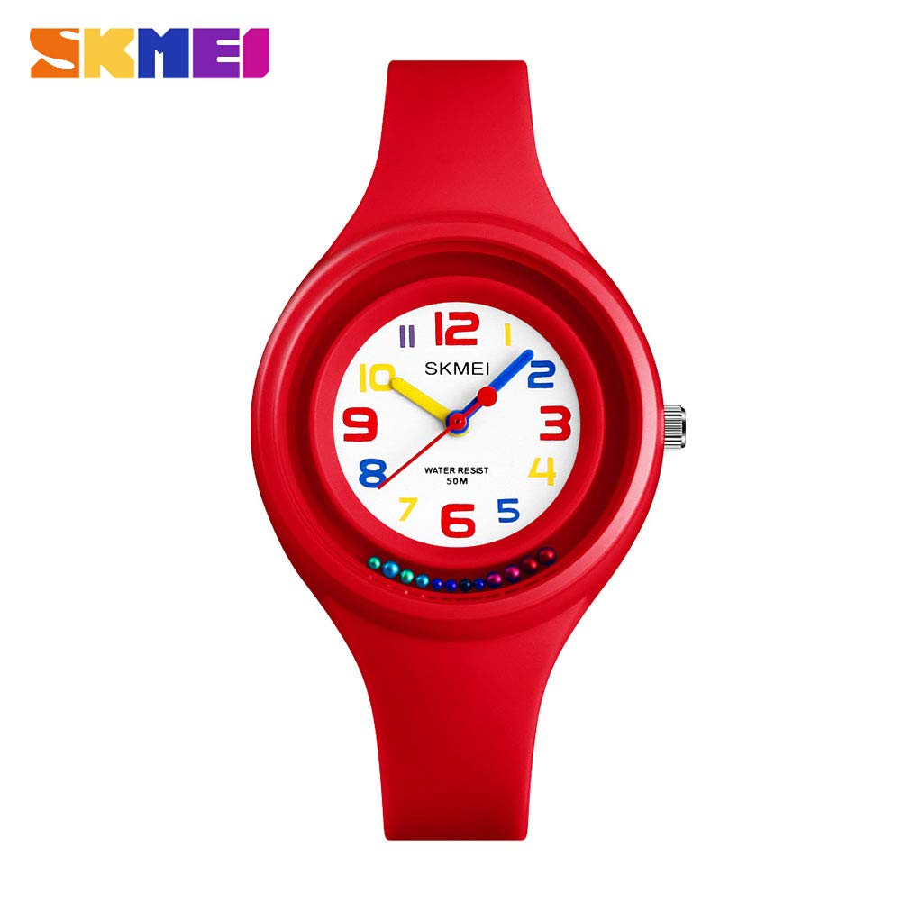 YCDC Cool Wristwatch Supply, Children's Sports Quartz Wrist Watch 50m Waterproof PU Band 1386 Red