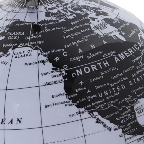 Globe terrestre noir et blanc 20cm en métal pour décoration de bureau moderne