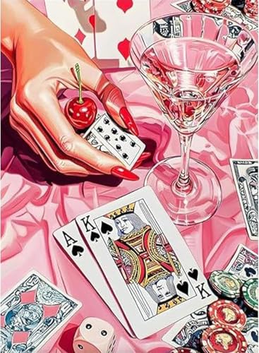 Image of Poker Cross Stitch Kits,Embroidery Starter Kit for Adult Beginners, 11CT Cross-Stitch Patterns Dimensions Kit Arts,Needlepoint Kit Crafts for Home Decor 15.7x11.8 inch