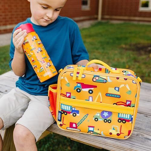 Image of Wildkin Kids ECO rPET Insulated Lunch Box - Keeps Food Hot or Cold, Easy-Clean Lining, Mesh Pockets & BPA-Free - Boys & Girls, Ideal for School, Travel & Daycare - Under Construction