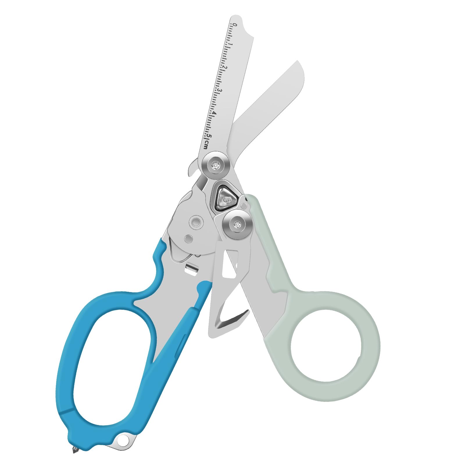 Flrmingigigi Blue-Aqua Emergency Response Shears, Stainless Steel Foldable Scissors Pliers, Outdoor Camping Rescue Scissors Tools