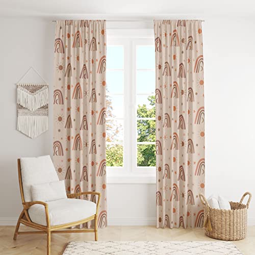 Image of Llylumty Boho Rainbow Blackout Window Curtains for Kids Room Cute Cartoon Cloud Windows Drapes Darking Curtain with Rod Pocket Decorative Bedroom Living Nursery 36x63in,2 Panel Set, 72x63in