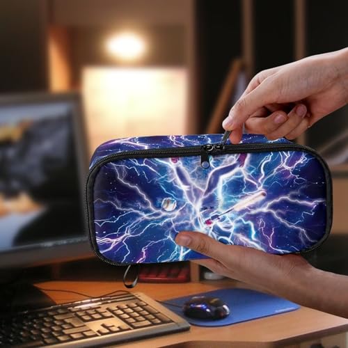 Image of Baseball Player Print Kids Pencil Pouch for Boys Girls Cool Lightning Pencil Case with Smooth Zipper, Back to School Essential