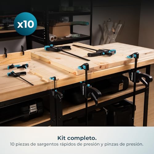 Miniatura 2 de Cecotec Sargentos De Barra 10 Piezas Strongcomfort 360 Instant. Liberación Y Presión Rápida, Hasta 70kg De Fuerza, Cabezal Extraíble Bidireccional, Nylon Reforzado, Incluye Pinzas Con Almohadillas