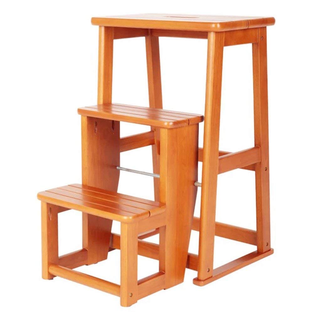 Escabeau pliant Ladfer en bois à double usage 3 marches pour intérieur et balcon