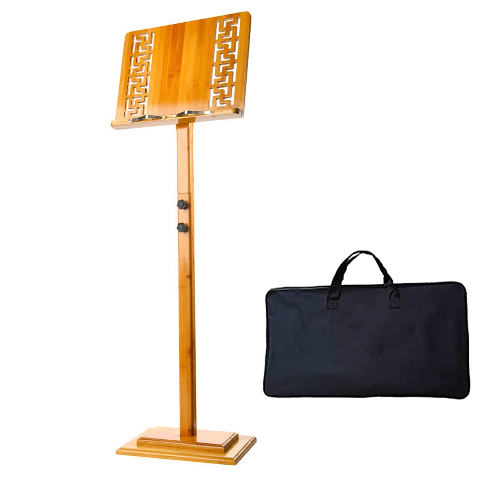 INUUXLG Violin Music Stand with Carrying Bag, Sheet Music Stand with Violin Hanger, Stable and Rotatable, The Wooden Bookshelf is More Stable, Extra Stable Metal Music Stand,