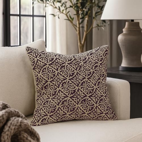 Image of Wakefit Designer Cushion Cover | 16x16 inch | Handmade Block Print | Cotton Fabric on Both Sides | Gentle Wash Only | Pack of 1 | Meher Maroon