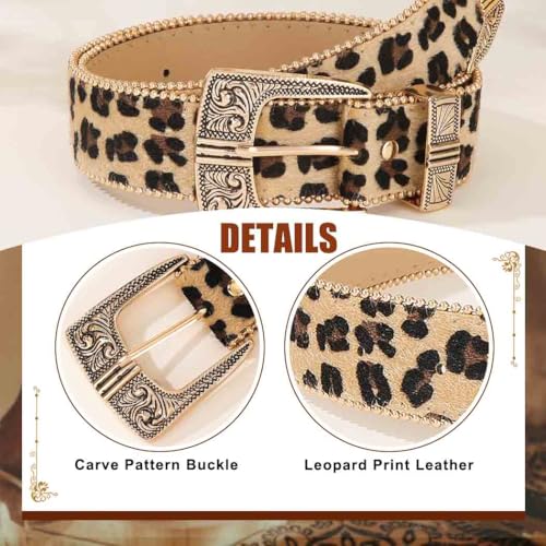 Women Leather Belt Leopard Print Belt for Ladies Fashion Waist Belts for Jean Pants Dress3
