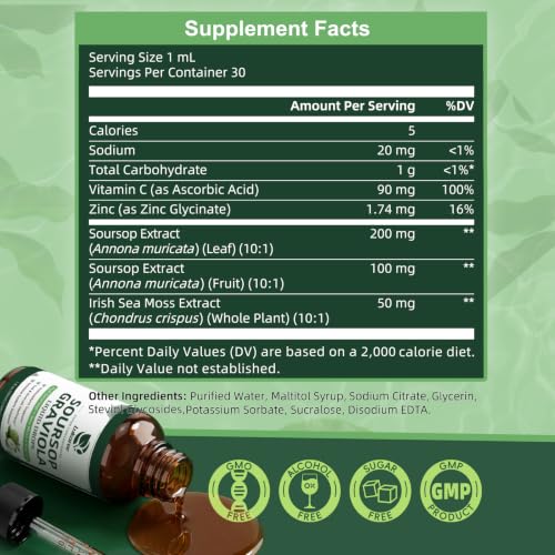 2 Pack Whole Soursop Graviola Leaf Extract Liquid Drop with Irish Sea Moss - image 9