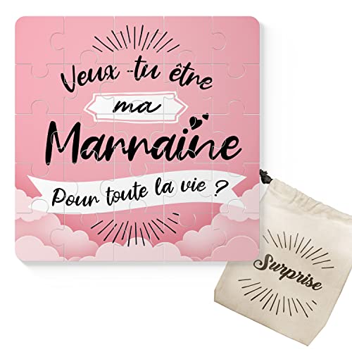 Puzzle Marraine Demande Marraine Veux-tu être ma Marraine ? Annonce Grossesse Annonce Naissance Livré avec Pochette Cadeau Cover