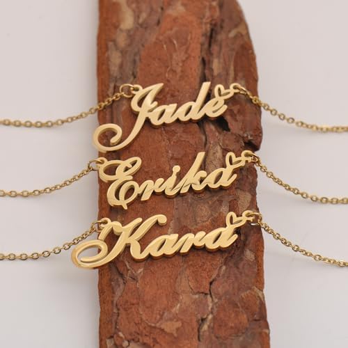 HUAN XUN Aria Name Necklace Personalized for Women Stainless Steel Pendant Jewelry Gift for Mother Day Birthday Christmas