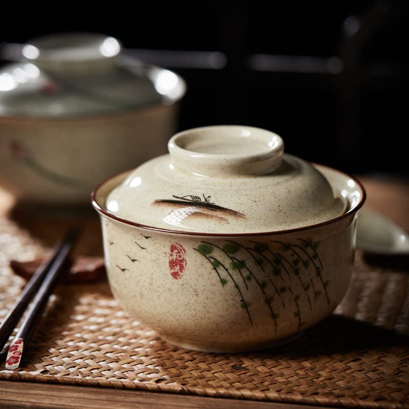 Ceramic Ramen Bowl Set including Lid - 800 ml Soup Bowls for Pho Cereals, Soup, Asian Tableware - Microwave and Dishwasher Safe - Image 4