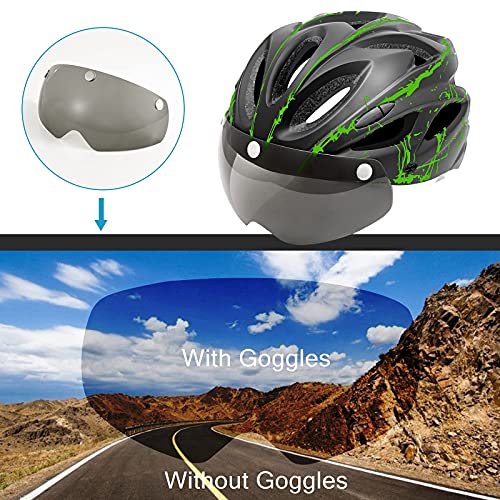 Bicycle Helmet for Adults with Magnetic Goggles Visor Breathable Road Bike Helmet Mountain & Road Bicycle Helmets Adjustable Size Adult Cycling Helmets for Men Women(56-62cm) - Image 4