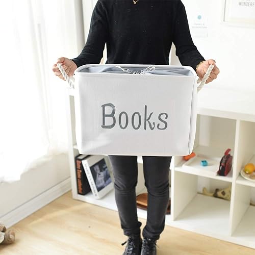 Miniatura 5 de INough Cesta de libros para habitación de niños, cesta de almacenamiento de libros, organizador de libros para cuarto de bebé, aula, biblioteca,