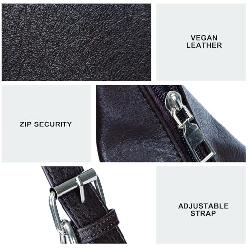 Bolso Hobo grande para mujer de cuero vegano con cierre miniatura 6