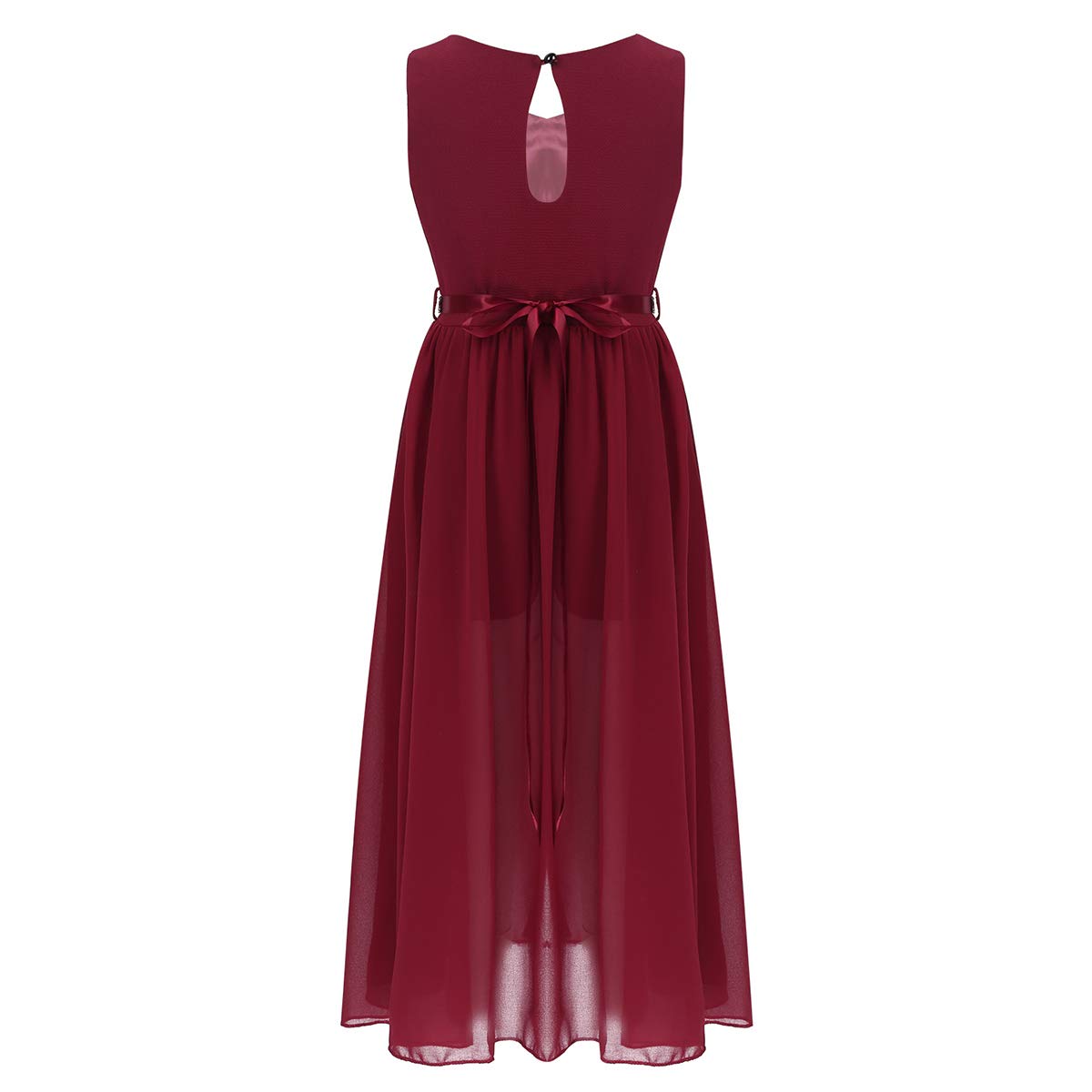 TTAO Kids Baby Flower Girl Dress Rhinestone Pageant Maxi Romper Dresses Wedding Bridesmaid Dance Prom Party Gown Burgundy A 16