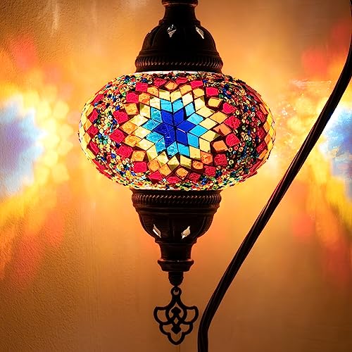 COOL MOSAIK - Marokkanische Mosaik Tischlampe, Handgefertigt, Dekorative Türkische Mosaiklampe, 4. Regenbogen
