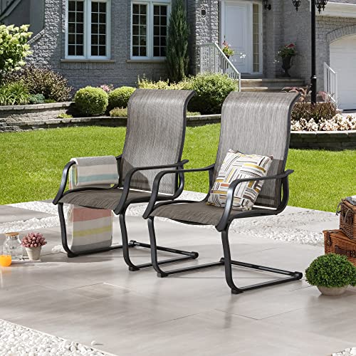 Image of LOKATSE HOME 2 Pieces Patio Dining Armchairs C Spring Motion Chairs Outdoor Metal Set for Garden Backyard Poolside