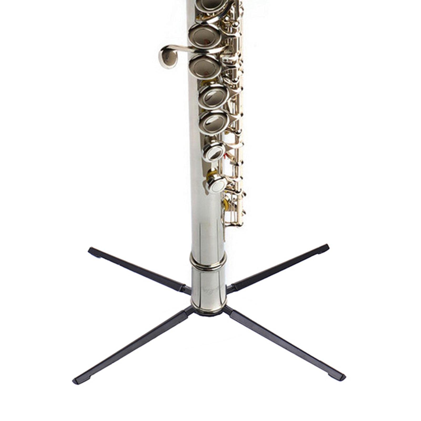 Générique Support Flûte, Clarinette, Saxophone, Hautbois, Accessoire Instrument À Vent - Support Trépied 4 Pieds Portable Pliable - Noir - Acier allié