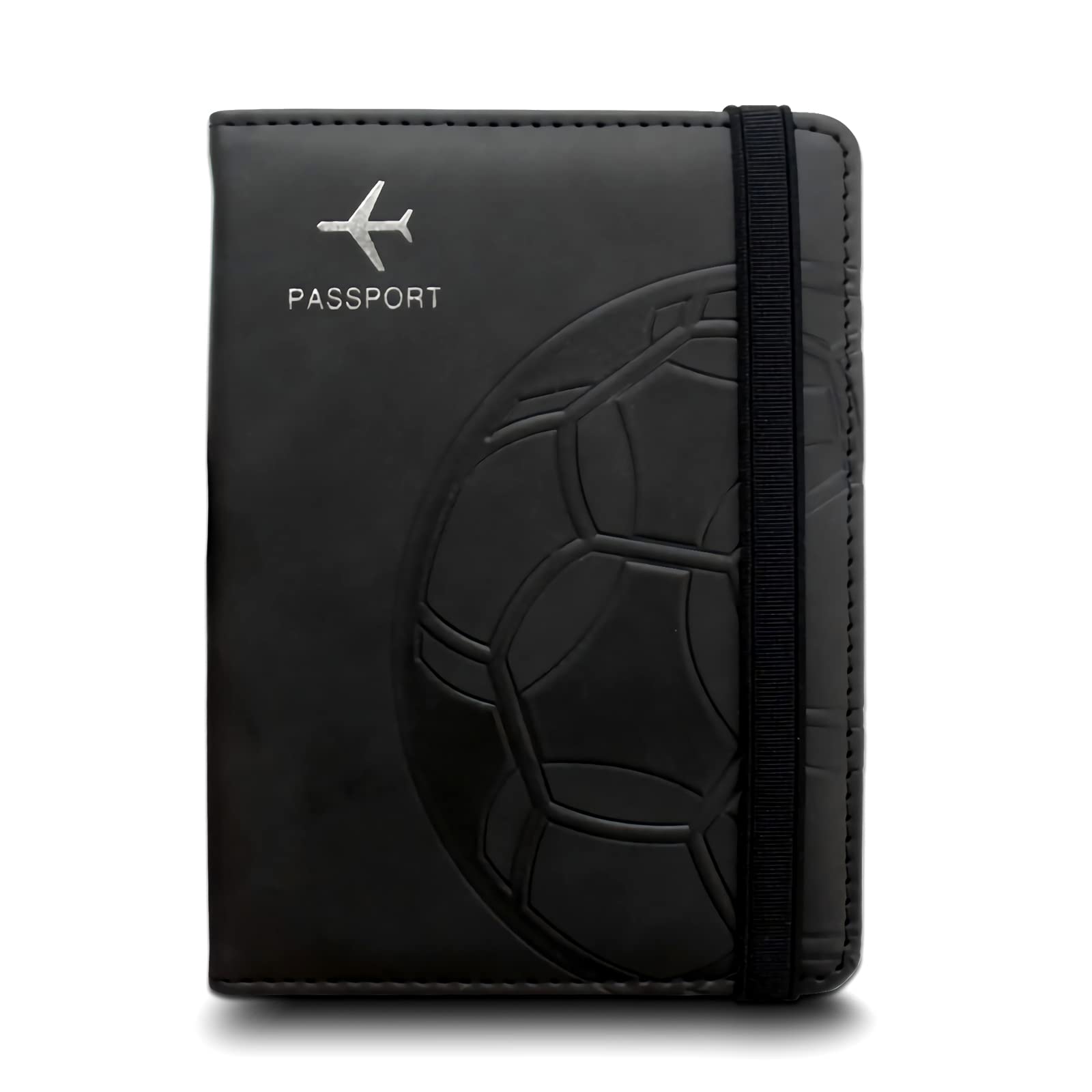 OneNinePassport Holder, PU Leather RFID Blocking Card Holder Passport Cover with Cool Soccer Pattern, Travel Document Organizer Passport Holder Case Credit Card Holder Travel Wallet for Women Men