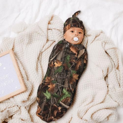 Image of Personality Camo Newborn Swaddling Blanket Beanie Hat Funny Blanket Sleeping Bag New Born Sleep Sacks for Boys Girls