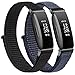 Nylon Bands Compatible with Fitbit Inspire 2 & Inspire HR & Inspire Bands for Women Men Kids, Soft Adjustable Breathable Replacement Band, Black + Dark blue