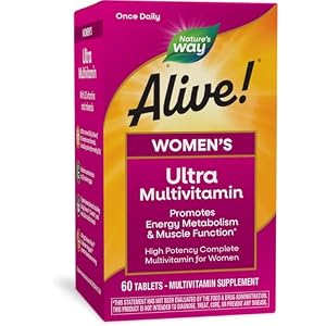 Nature’s Way Alive! Women’s Daily Ultra Multivitamin, High Potency Formula, Promotes Energy Metabolism and Muscle Function*, 60 Tablets (Packaging May Vary)
