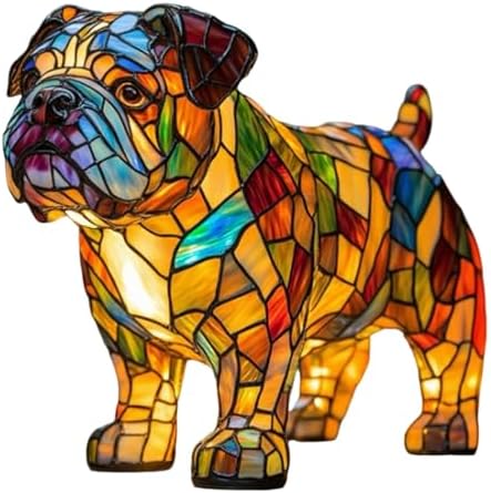 French Bulldog Night Light Home Decor, Cute Dog Series Art LED Desk Lamps, Stained Resin Pet-Themed Bedside Table Night Light with Warm Glow, Gifts for Dog Lovers (Bulldog)