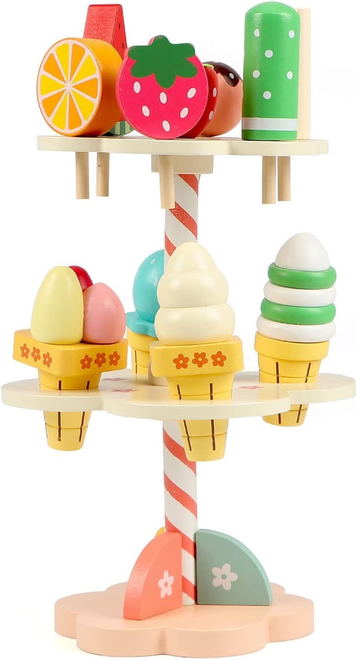 BLiSS HUES Wooden Ice Cream Set- Wooden Colourful Ice Cream & Popsicle Toy Playset for Kids Toys for 3 4 Year Old Girls Boys Birthday Gift, Wooden Toys for Baby-11 Pieces (B0D7MHH7CP) Amazon Price History, Amazon Price Tracker