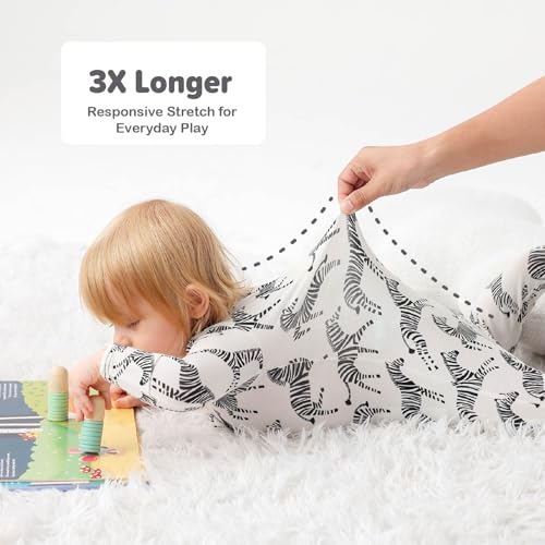 Image of Baby One-Piece Footies Long Sleeve Rompers 2-Way Zipper, Viscose from Bamboo Baby Bodysuit Clothes for Boys Girls