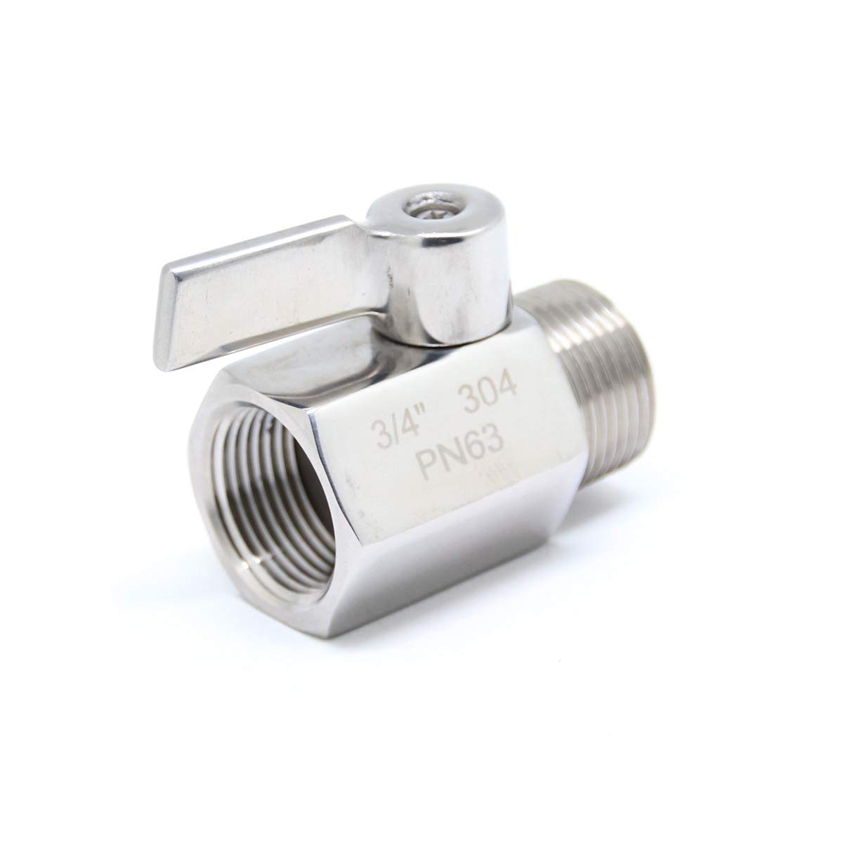 Mini válvula de bola de acero inoxidable 304 de 3/4 pulgadas NPT hembra x rosca macho SS304, 2 unidades