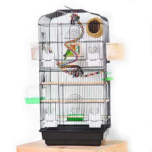 XXXXW Hanging Birdcage Three-tiered Wrought Iron Big Birdcage Top Luxury Bird Cage Villa Suitable for All Types of Bird Breeding High Cage 93cm Birdhouses (Color : Black-Upgraded version)