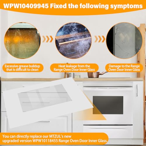 Image of WPW10409945 Outer Oven Door Glass Compatible with Whirlpool Range Oven Outer Door Glass 29.4 inch x 20 inch Stove Door Panel Replacement W10409945 2210187 AP6021059 PS11754379 EAP11754379 PD00007553