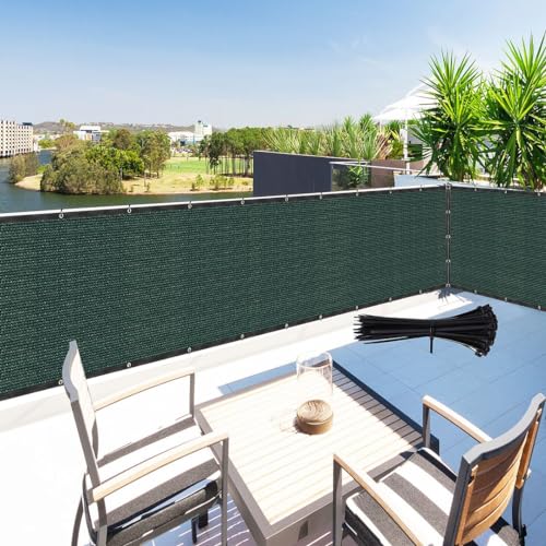 Zip Cable Ties and 3' x 39' Green Privacy Screen Fence Cover Panel Shade Cloth Fabric for Chain Link Fence Balcony Deck Patio Pool Railing Porch Playground Yard Garden Farm