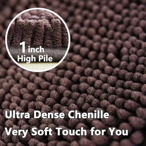 Image of BOANKODU Bathroom Rugs 47x17, Extra Soft Absorbent Chenille Bath Rugs, PVC Backing Quick Dry, Machine Washable Bath Mats for Bathroom Floor, Tub and Shower, Home Decor Accessories, Coffee