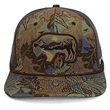 Paramount Outdoors Sunset Bison 6-Panel Performance Rope Cap Mountain Silhouette Outdoor Hat Buffalo Hat Comfort Snapback (Brown - OSFA)